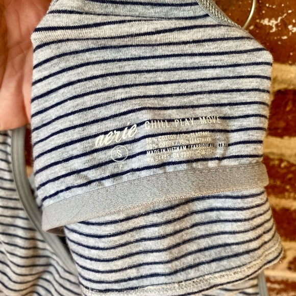 aerie gray & navy striped cropped tank top - Picture 8 of 8